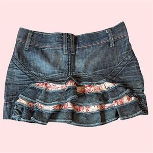 Miss sixty Italian denim mini skirt with ruffles